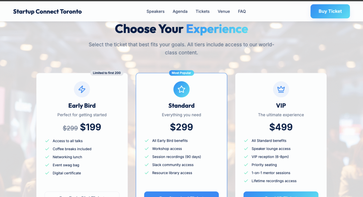 Startup Connect Toronto - choose your