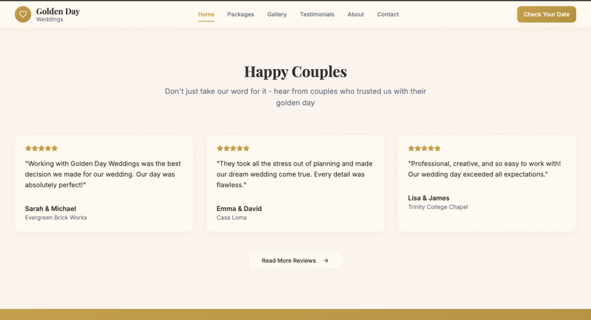 Golden Day Weddings – happy couples