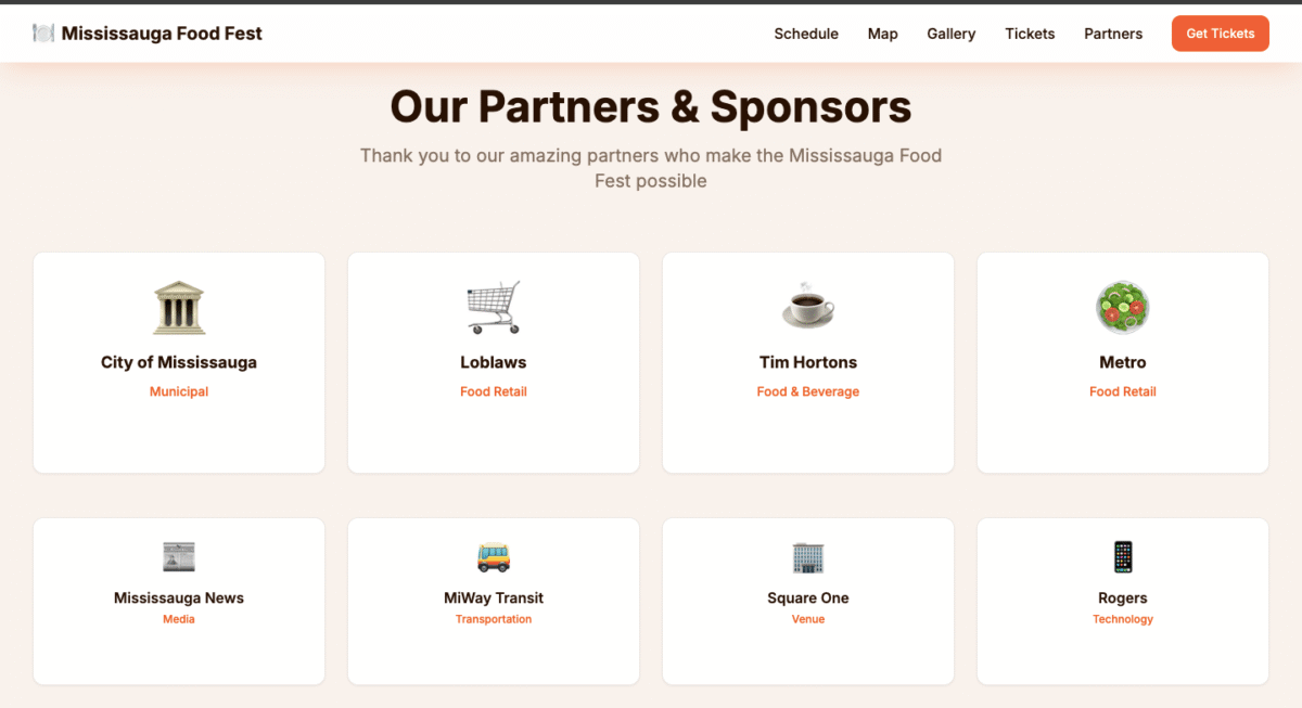 Food Fest Missisagua - partners - sponsors
