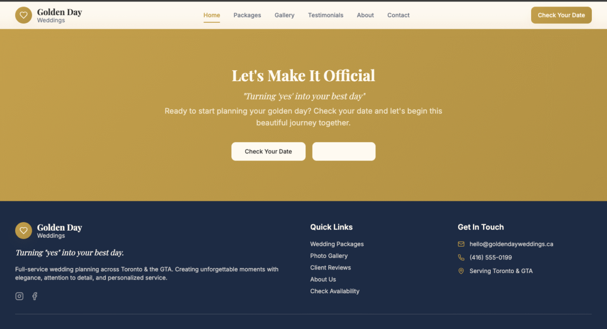 Golden Day Weddings – futer menu down