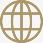 Golden globe icon symbolizing global connection.