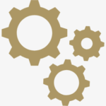 Gear icons in golden tone for settings concept.