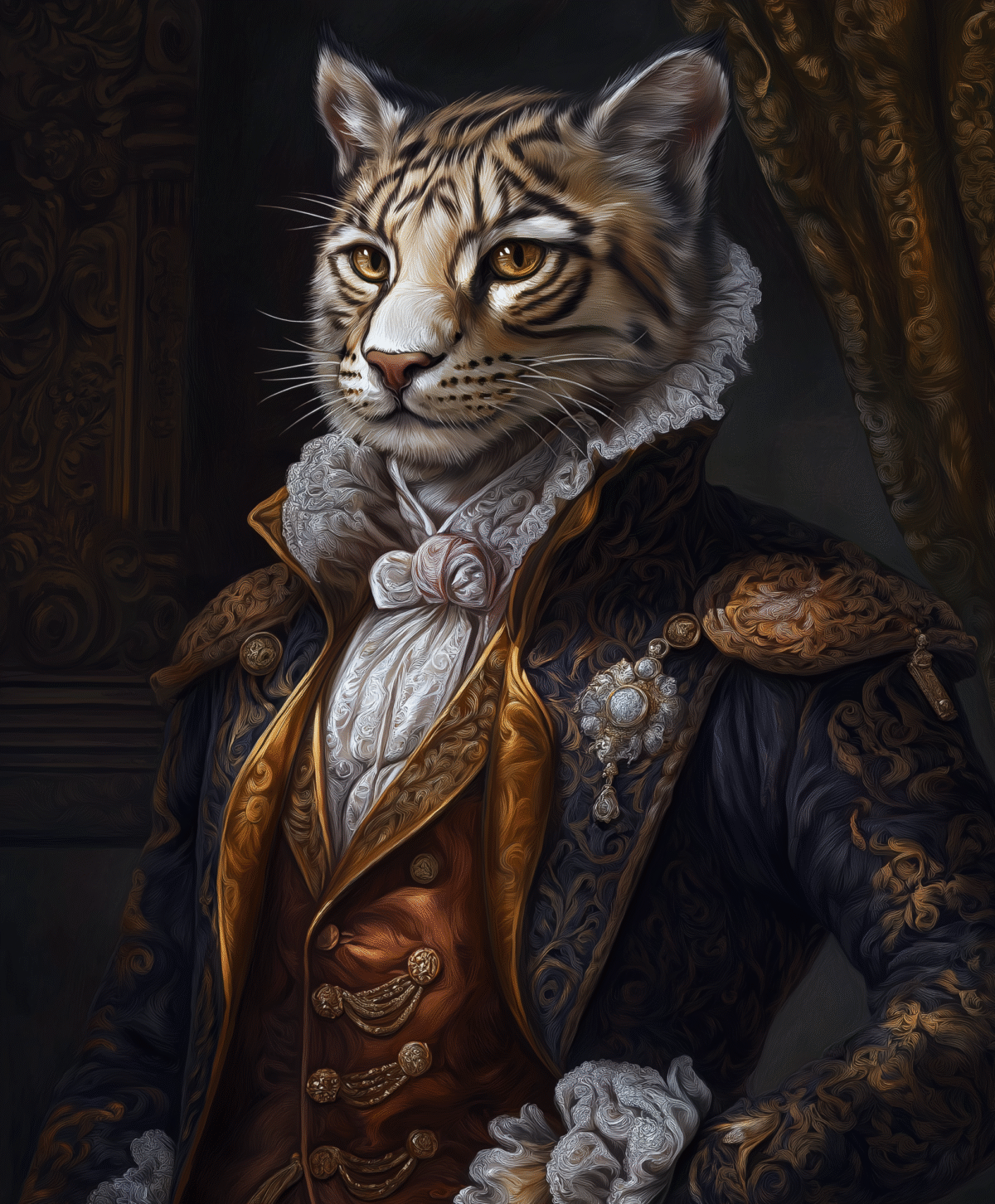 Tiger noble dressed in aristocratic clothing.