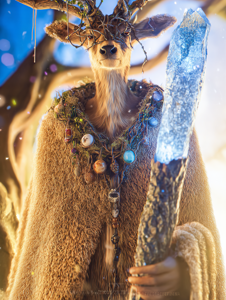 The Alliance of Eleven – Guardians of the Forgotten Realms | Fantasy Character Illustrations (11 PNG/JPG) 6 Aristocratic deer in jeweled cloak.