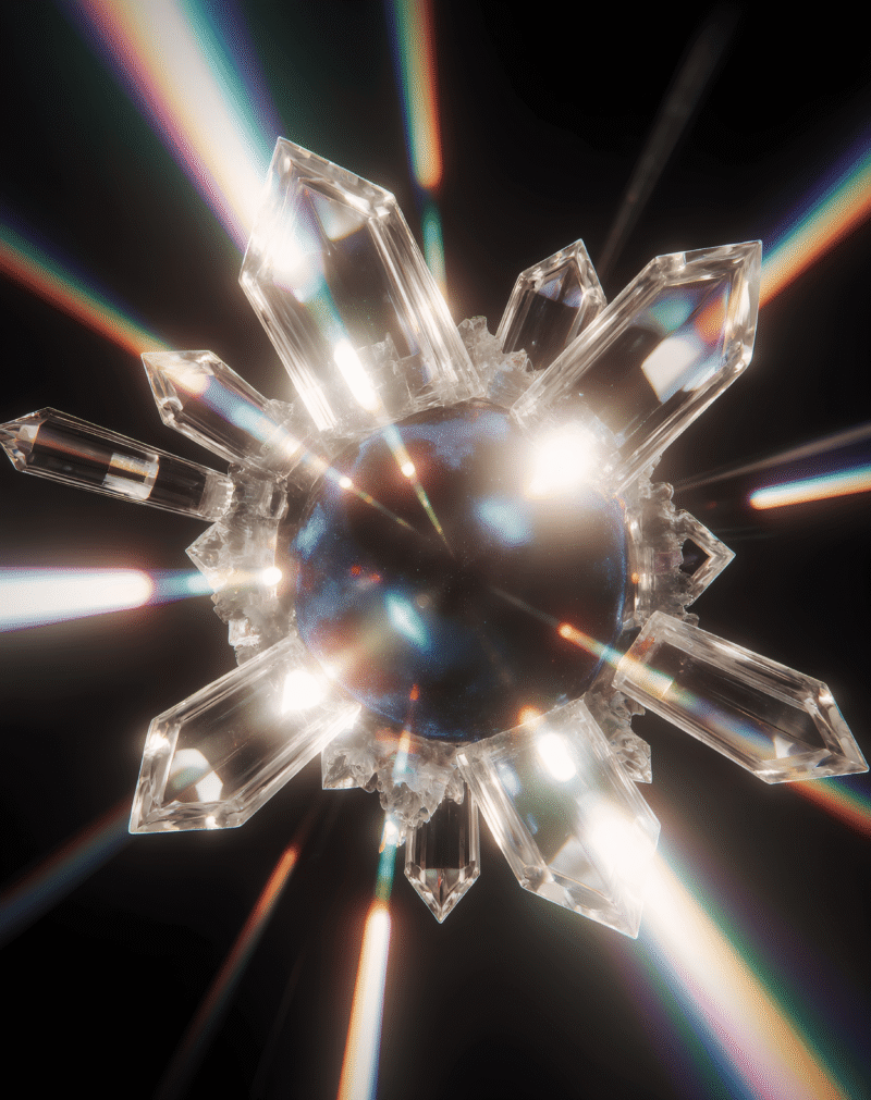 a crystal that shines in different directions, the reflections of which are very beautiful