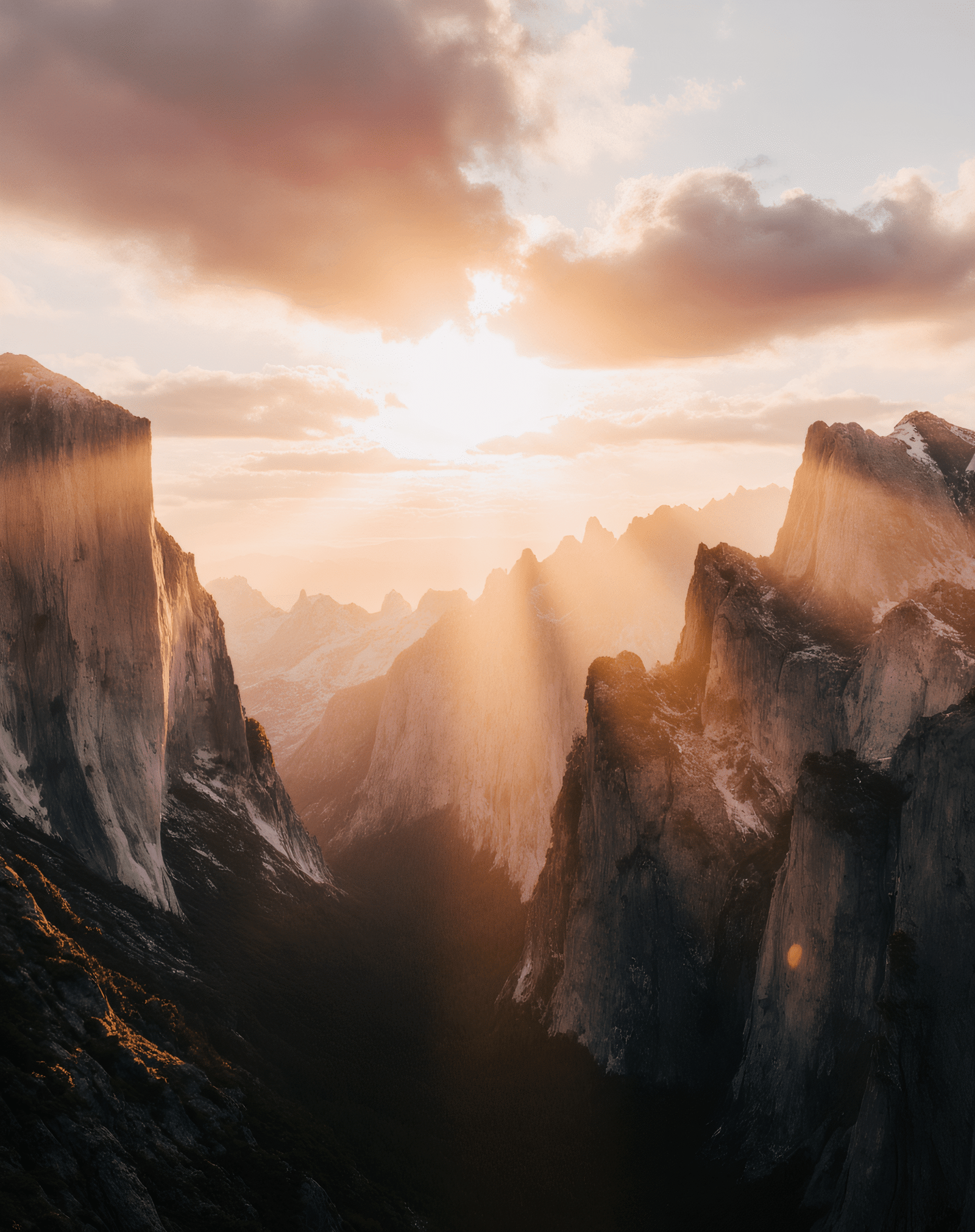 Rise & Shine – Dawn Landscape Poster Collection 5 Mountain peaks glowing in sunrise light with mist 2 image