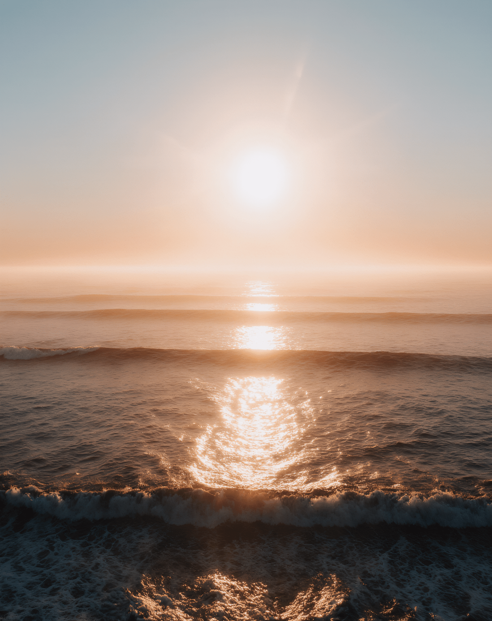 Rise & Shine – Dawn Landscape Poster Collection 4 Sunset over calm ocean waves with golden reflection.