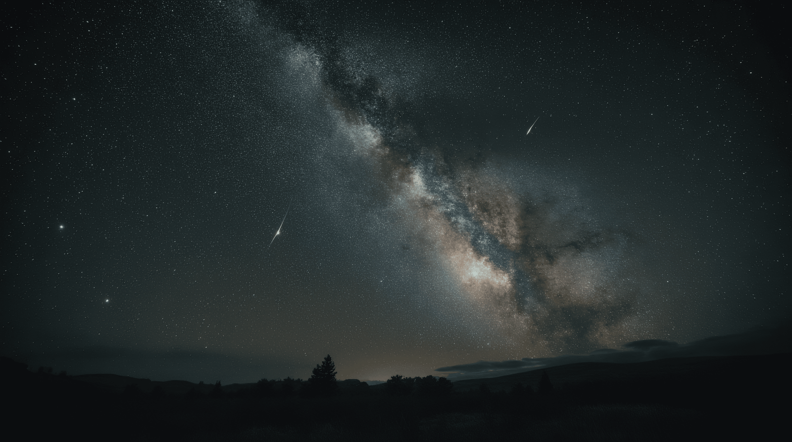 Night sky filled with stars and Milky Way galaxy.